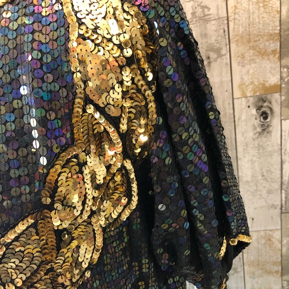 Vintage sequin blouse Elegance Anujan Silk and sequins Medium - Picture 5 of 11